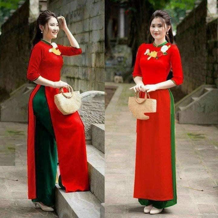 Áo dài đẹp thêu hoa lụa mỹ cao cấp cổ trụ tay lỡ chọn size theo số đo_Áo dài Lan Anh  Women 6
