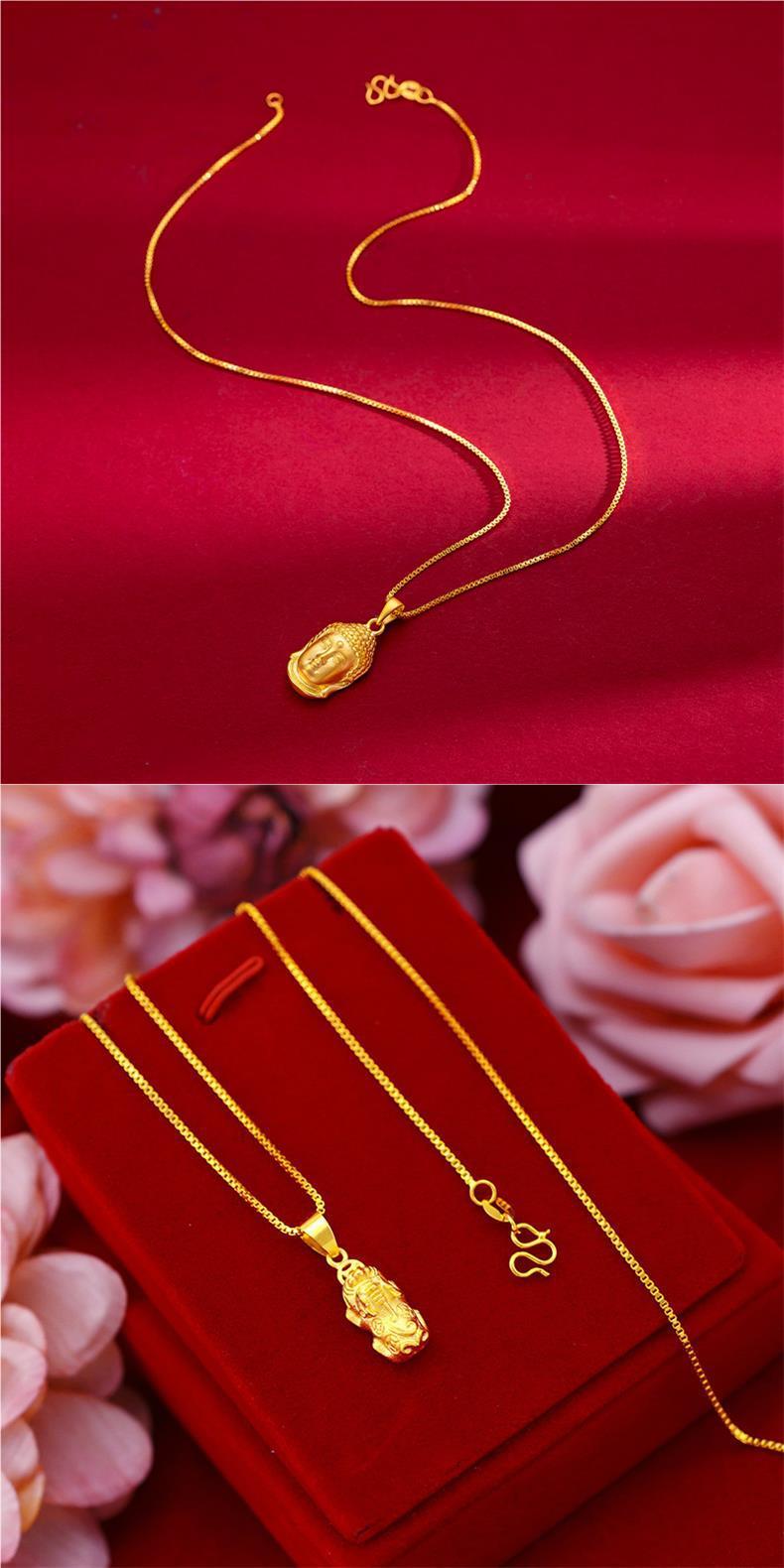 Product Introduction of SOURCE Vietnam Alluvial Gold Necklace Women 999 Pure Gold 18K Gold Plated Bow Flower Pendant Clavicle Chain Gold Plated 17