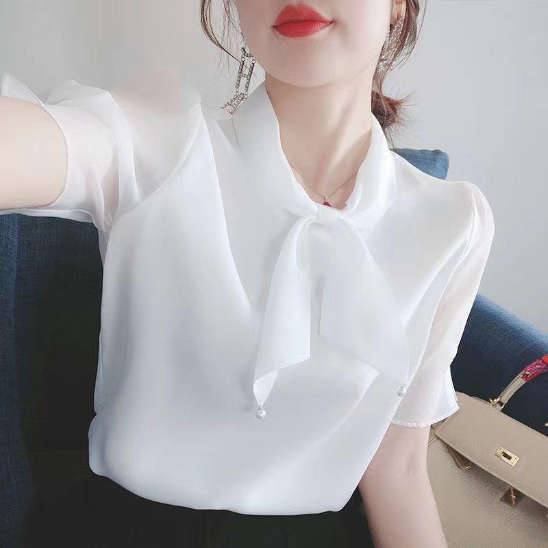 Áo Voan Ngắn Tay, Hàng Mới Về Mùa Hè 2023 Của Phụ Nữ, Thiết Kế Nơ Thanh Lịch, Thích Hợp Cho Công Sở Và Thời Trang, Áo Sơ Mi Ol, Áo Thời Trang 3