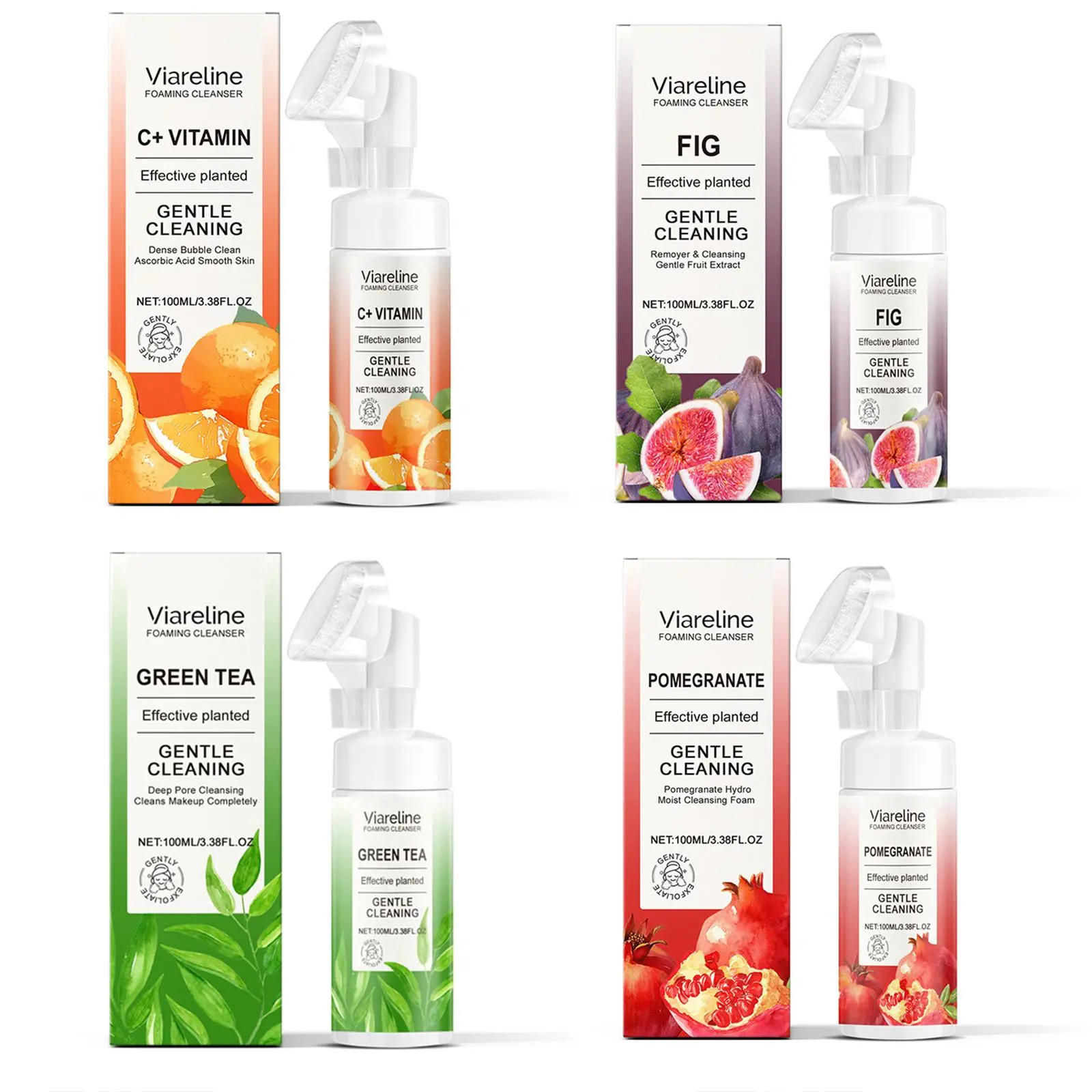 Vitamin C Foam Facial Cleanser, 1 Count Fig/Pomegranate/Green Tea Gentle Deep Cleansing Facial Cleanser, Facial Skin Care Product for Women & Men