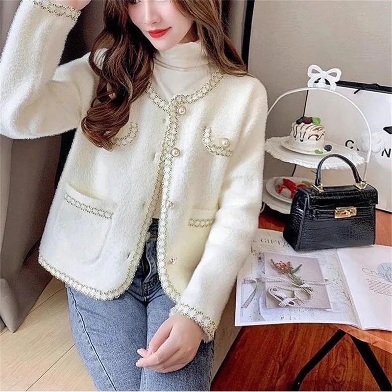 Áo Khoác Len Lông Chồn Cashmere, Áo Cardigan Len Ngắn Cho Nữ, Nhỏ Thanh Lịch Và Phong Cách, Thích Hợp Cho Mùa Xuân Và Mùa Thu, Thời Trang Nhật Bản Và Hàn Quốc, Thời Trang, Năm 2025 6
