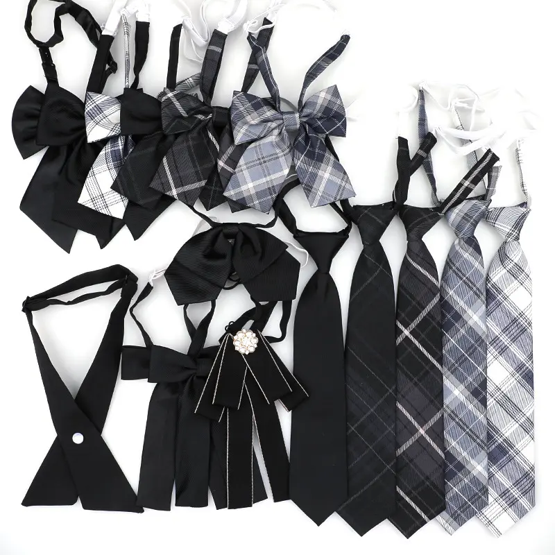 Cà Vạt Nhỏ Phong Cách Preppy Nữ JK, Màu Đen, Sơ Mi Đồng Phục Kẻ Sọc Phong Cách Nhật Bản Lười Biếng, Thích Hợp Cho Học Sinh, Phong Cách Ins Hợp Xu hướng Cho Nam Và Nữ, Nơ Ngắn cà  vạt  duongdomic tie  accessories nơ  cài  áo  cử  nhân chuyển  vạt  da