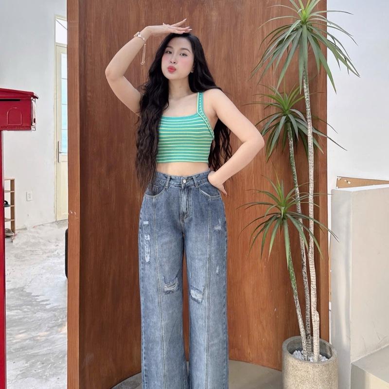 [cotton-A15] Quần Jeans Nữ Ống Rộng 30cm có Rách Cotton nhà RU BY Women Pants Ong unisex quần jean bò Denim 2