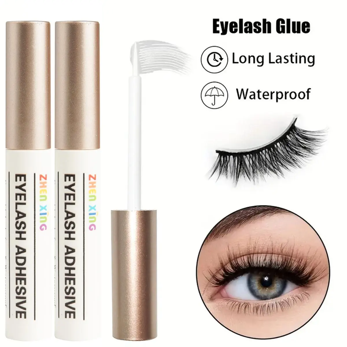 Waterproof Eyelash Glue, 2 Counts Long Lasting Fast Drying Eyelash Adhesive, Eye Makeup Tool for Women & Girls, Cosmetic, Thick Volume