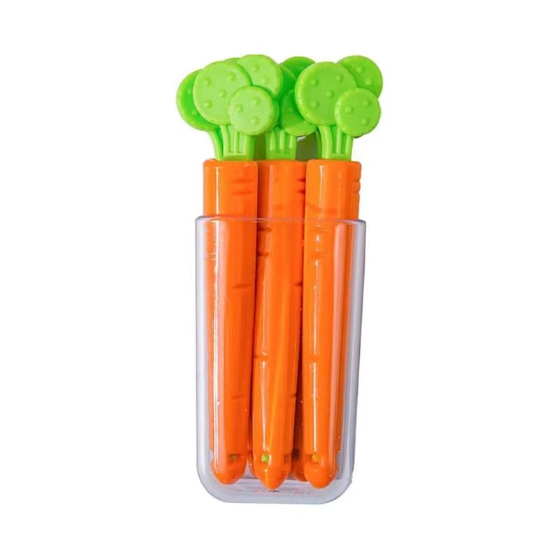 Carrot Shaped Food Sealing Clip, 1 Set Portable Food Storage Clip with Storage Box, Magnetic Fridge Magnet for Home Kitchen, Utensils 0