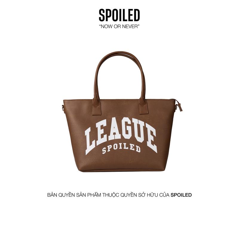 SPOILED Túi Tote cỡ lớn League Da PU cao cấp Nâu