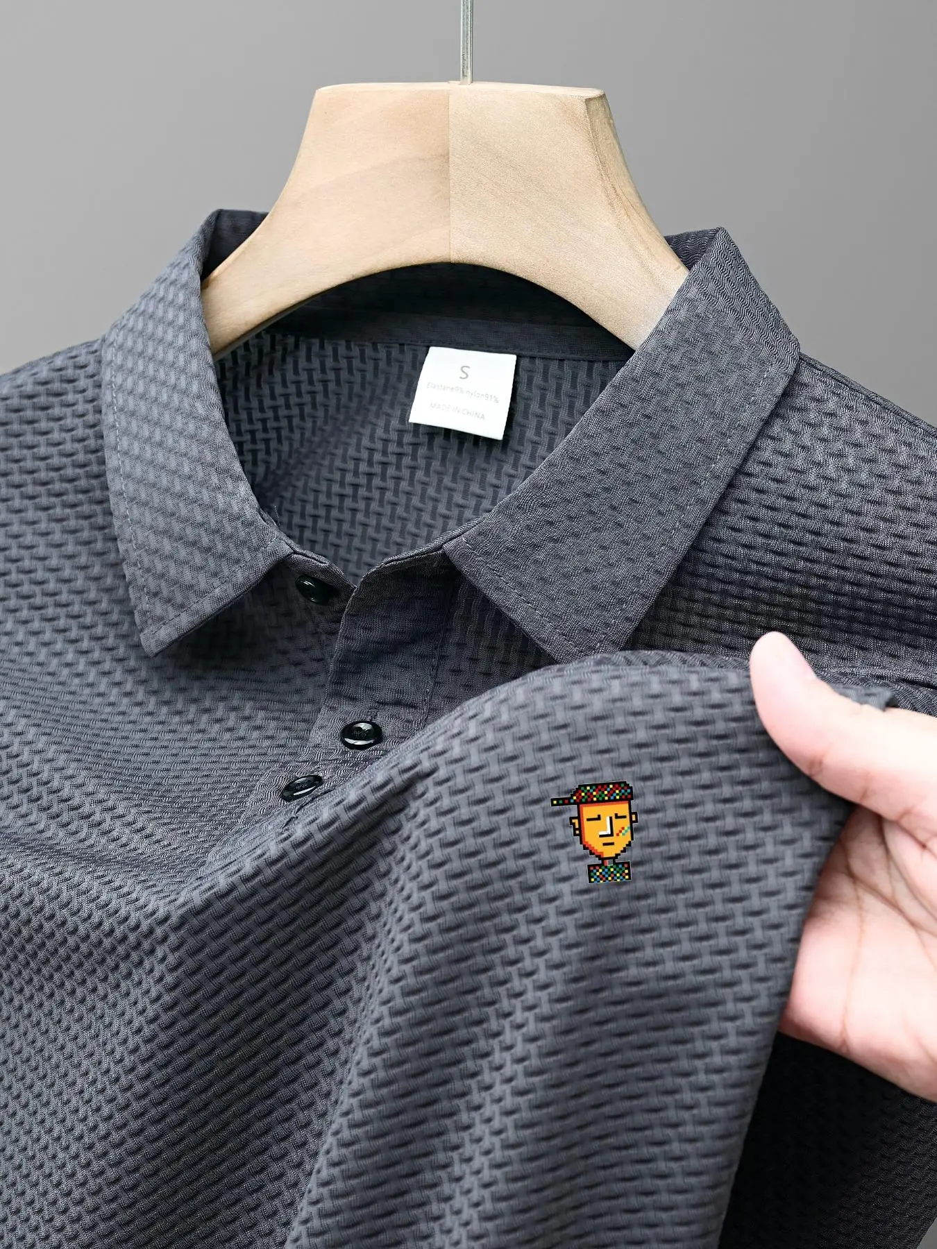 Men's Regular Fit Jacquard Polo Shirt, Casual Short Sleeve Collared Top for Summer, Fashion Men's Clothes for Daily Wear, Gamis
