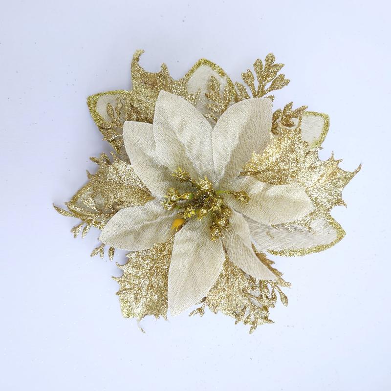 Hoa trạng nguyên trang trí noel, trang trí tết đường kính 14 cm có 3 màu đỏ, vàng, bạc 0