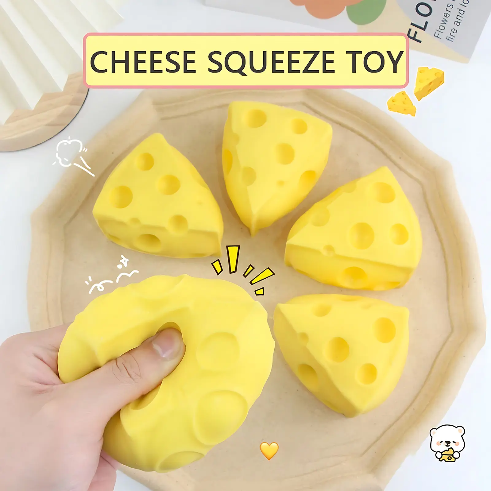 Decompression Cheese Pinching Joy Simulation Food Play Flour Ball Release Toy