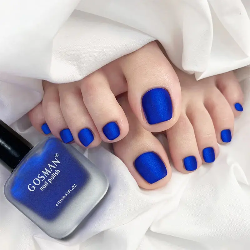Noble Frosted and Matte Matte Pearlized Blue Nail Polish Baking-Free Long-Lasting Non-Peeling Contrast Color Feet Figure White Nail Polish