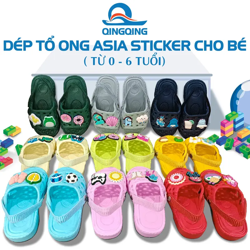 Dép tổ ong sticker ASIA dưới 2 tuổi dép tập đi tuổi cho bé Siêu Nhẹ Nhiều Màu - Hàng Chính Hãng 2