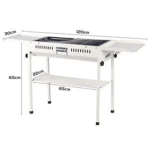 Alat Panggangan Portable BBQ Grill Pemanggang Lipat Panggangan BBQ berkemah di luar ruangan menggoreng dan memanggang tujuan ganda - putih