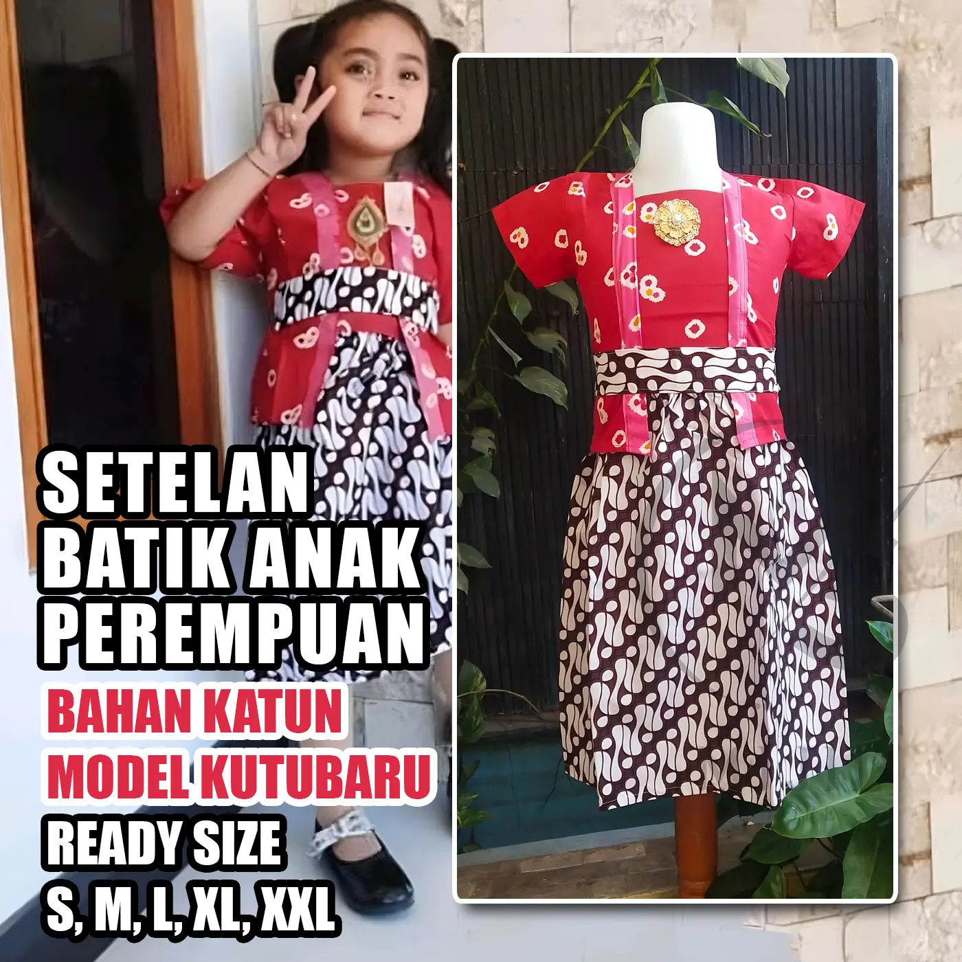 Setelan Batik Anak Perempuan Bahan Katun Model Kutubaru Terbaru