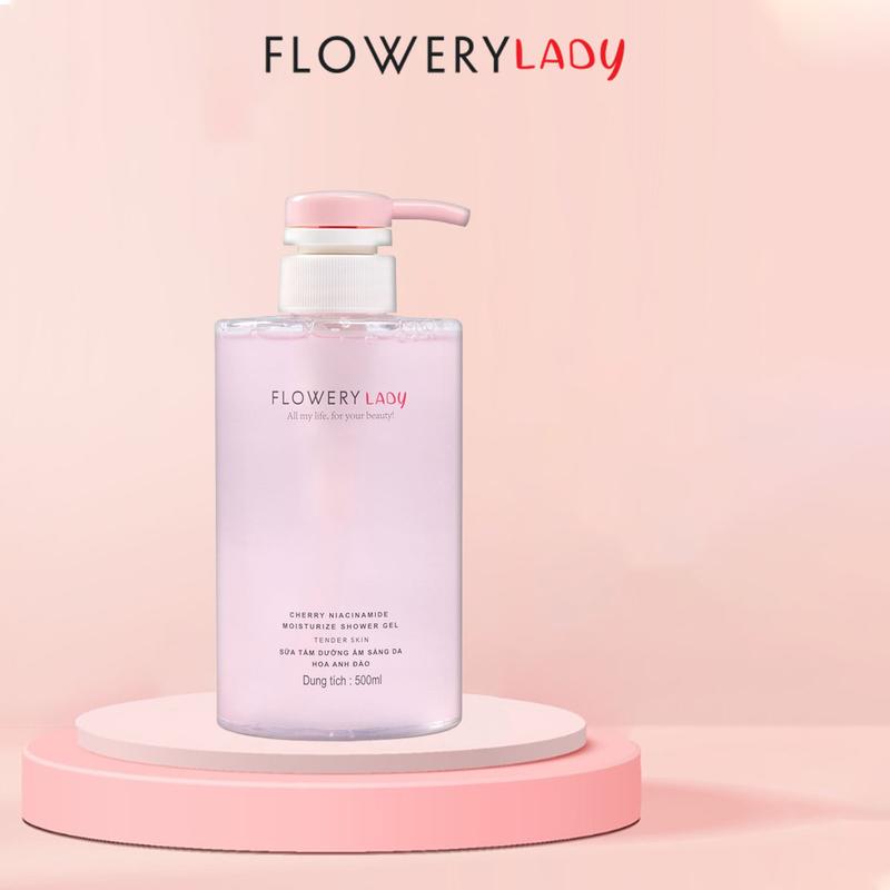 [ Độc quyền livestream plus ] Sữa tắm nước hoa dưỡng trắng Hoa Anh Đào Niacinamide Flowery LADY 500ml
