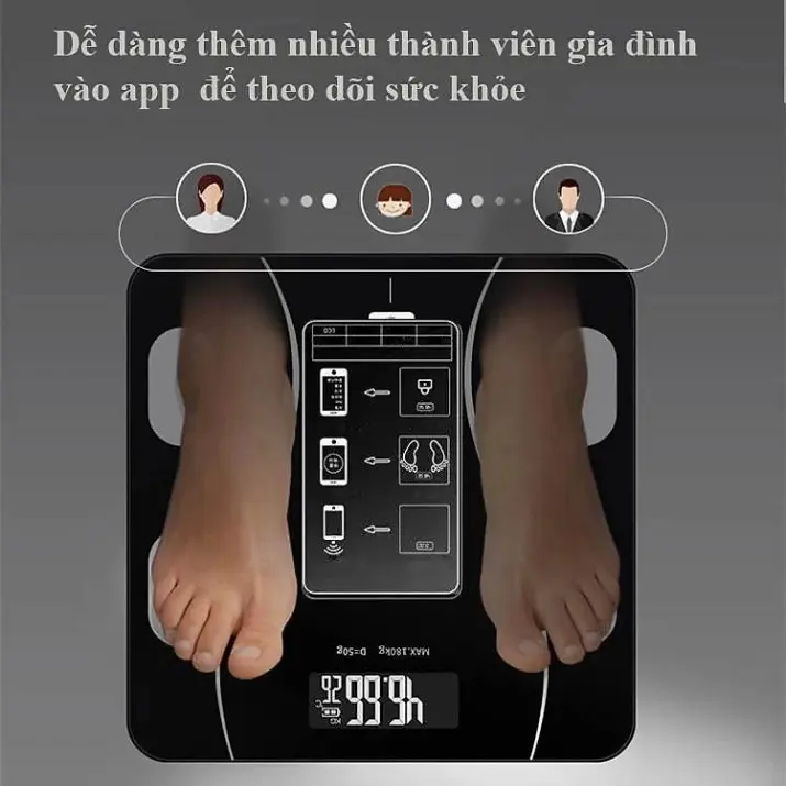 Cân Điện Tử Thông Minh Kết Nối Điện Thoại, Đo Chỉ Số Cân Nặng Kiểm Soát Ăn Uống, Hoạt Động Thể Thao Bảo Hành 6 Tháng candien tut 3