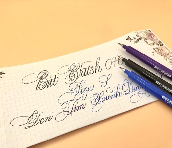  Bút brush viết calligraphy - Bút brush ngòi nhỏ - bút brush  Ánh Dương Bút SH 076 ngòi S 