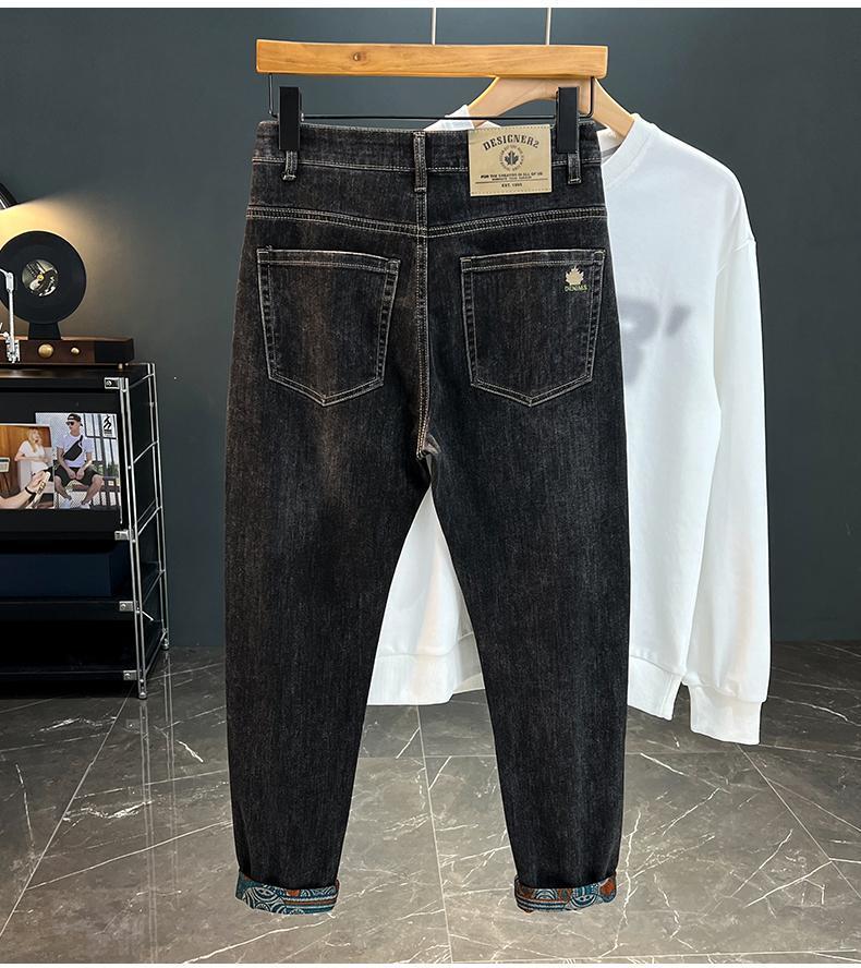 Product Introduction of Quần Dài Jean Nam, Ống Đứng Dáng Ôm Co Giãn, In Hình Thêu, Quần Dài Lót Lông Cừu, Thích Hợp Cho Mùa Thu Và Mùa Đông, Trang Phục Nam Menswear Ong Có Túi 18