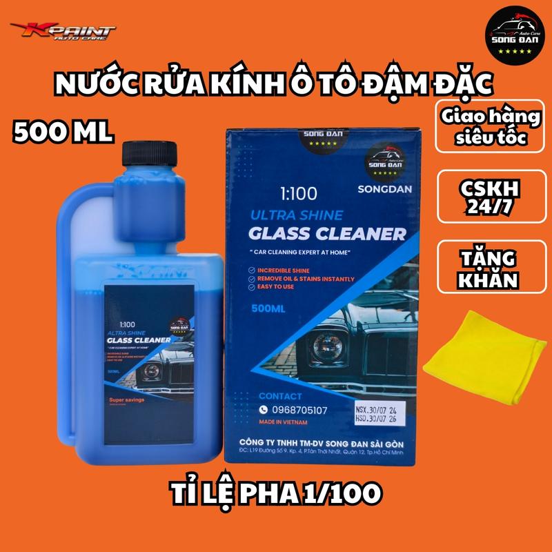 Nước Rửa Kính Ô Tô SONG ĐAN Mẫu Mới 500ml - Khử Màng Dầu, Dưỡng Mềm, Êm Lưỡi Gạt Mưa, Tương Thích Với Nhiều Loại Xe nuoc  ruakinhoto