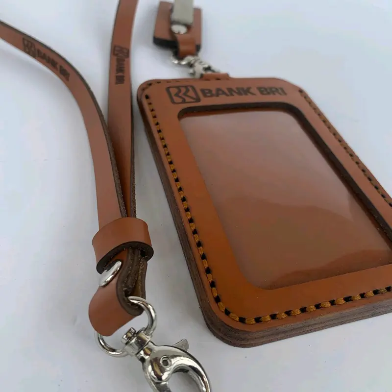 Name tag  atau idcard holder KULIT SAPI ASLI 100%, desain custom nama atau logo perusahaan gratis 0