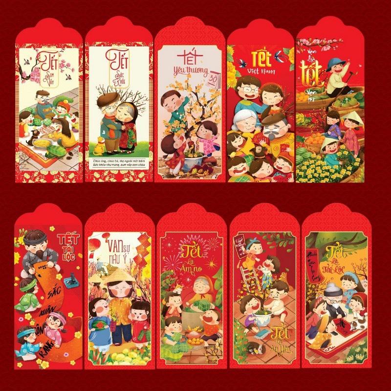 combo 50 bao lì xì đỏ mẫu đẹp năm 2024