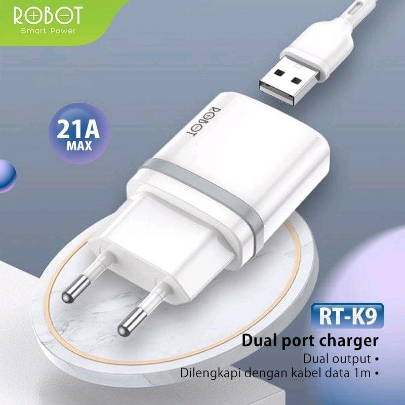 Charger Robot RT-K17/RT-K9 2.1A 2 USB Quick Charger For micro usb/Type C Fast Charging Kabel 3