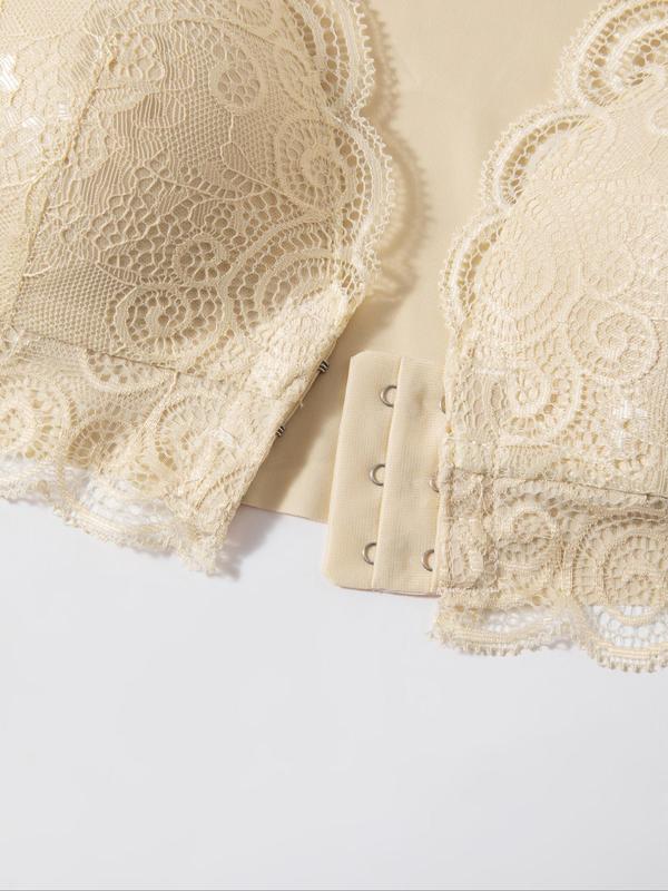 Women's Plain Contrast Lace Hook & Eye Closure Lingerie Top, Comfort Breathable Cozy Bra for Daily Wear, Lady Underwear for All Seasons, Womenswear 8