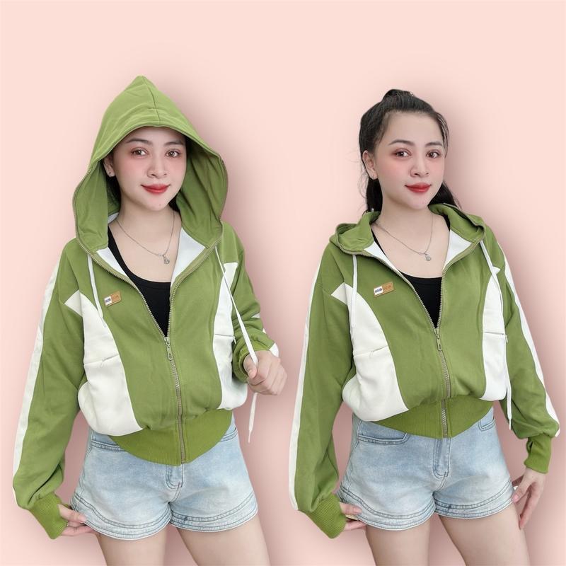 Áo khoác nữ, Mix 2 màu, Vải thun 2 da, vải dày dặn, chống nắng, 6 túi -2D 5