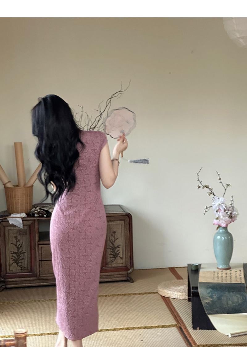 Product Introduction of Sườn Xám Hoa Hồng Trung Quốc Phong Cách Quốc Gia, Váy Dài Vừa Vặn Cao Cấp Váy Jacquard, Thích Hợp Cho Mùa Xuân Và Mùa Hè 2024 Nữ Women Dress 11