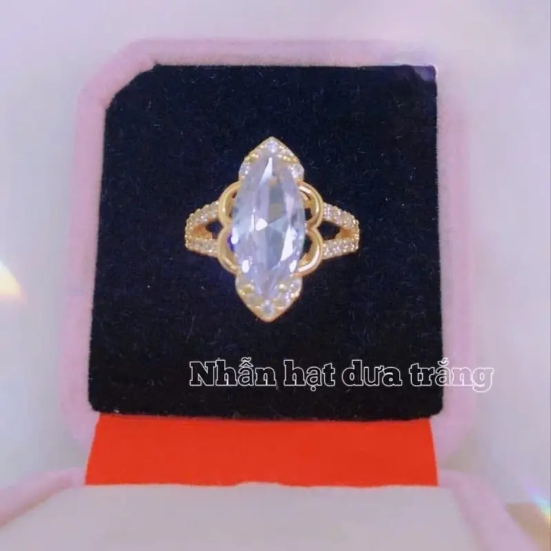 Nhẫn nữ mạ vàng 2 màu xanh đỏ xinh xắn đá hạt dưa Women 3