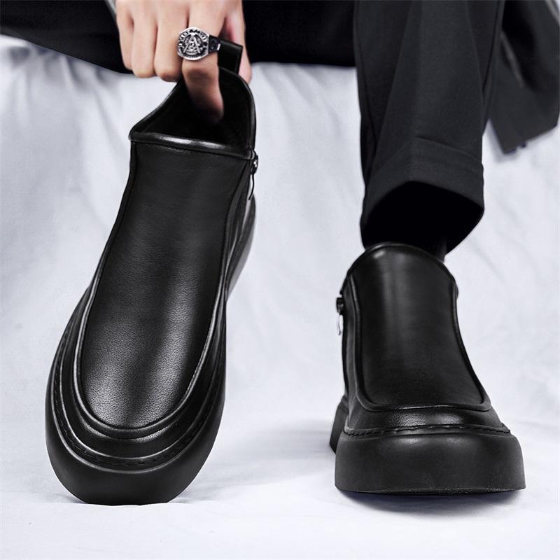 Product Introduction of Leather Winter Men's Shoes Fleece-lined Warm Boots High-top Outdoor Casual Shoes 3