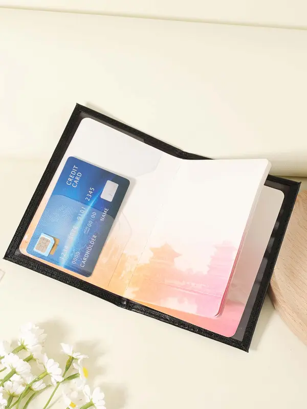 Letter Pattern Passport Holder, Multi Card PU Passport Cover, Portable Travel Card Holder, Stylish Minimalist Design Card Holder for Safe Storage of Cards and Documents 3