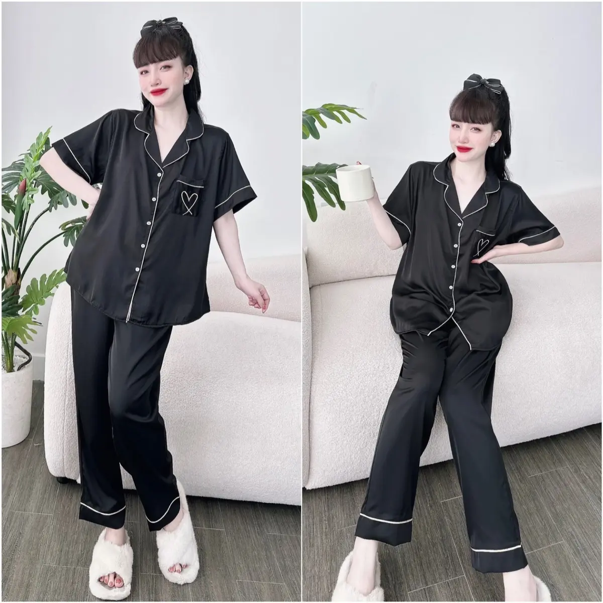 Đồ Bộ Bigsize Lụa Latin Thiết Kế - Tay ngắn quần dài dành cho nữ