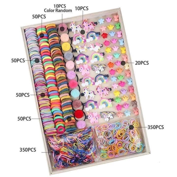  Dây buộc tóc cho bé + kẹp 940 chi tiết tặng hộp giấy   .    chỉ bán buộc  tóc k kèm hộp nhựa   