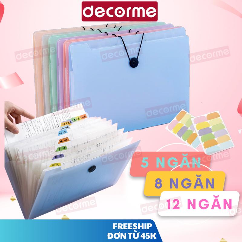 Túi đựng tài liệu Mono khóa KB, bìa kẹp nhiều ngăn khổ A4 DecorMe ngăn khóa KB phối màu