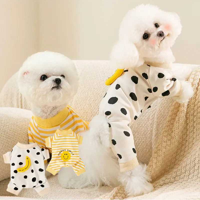 Quần Áo Cho Chó, Áo Liền Quần Sọc, Họa Tiết Gấu Dễ Thương, Thích Hợp Cho Chihuahua Và Yorkie, Đồ Ngủ Ngọt Ngào Áo Ngực Mèo Con, Trang Phục Thú Cưng, Thời Trang 0