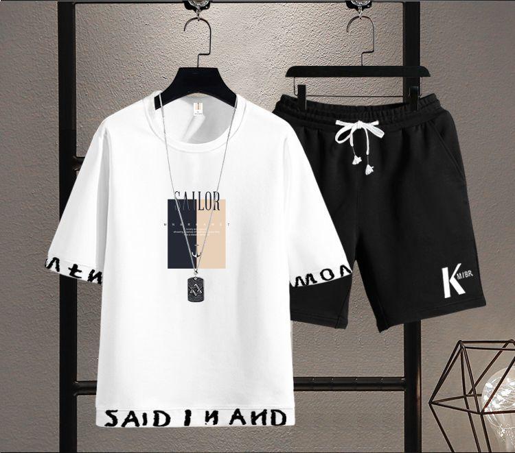 Product Introduction of 2025 New Trendy Two-Piece T-Shirt Summer Short Sleeve Set Men's Sports Casual Stylish Outfit Fashion Hot Sale 11