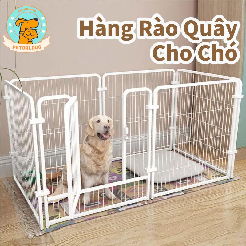 quây chuồng chó Bộ 6 tấm Ghép Chuồng Quây Nan Ống Sơn Tĩnh Điện Dành Cho Chó Lớn chuồng chó Kích Thước 60x60cm   size king nhà của chó