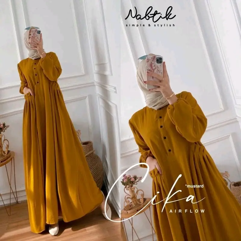 GAMIS CIKA LAGI VIRAL UKURAN JUMBO XXL LD 120 CM CRINKLE Polos Wanita Muslim Nyaman 4