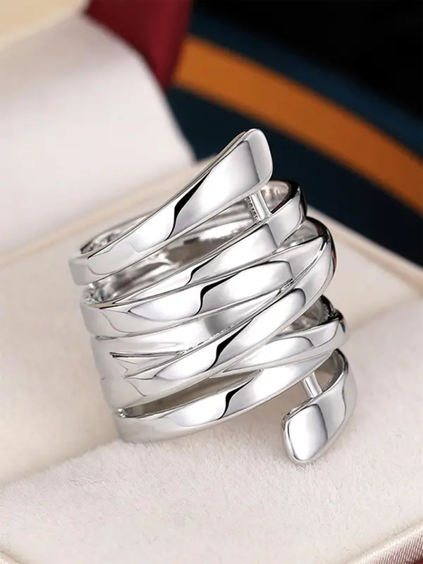 Vintage Hollow Out Geometric Design Wrap Ring, Fashion Accessories for Women, Trendy All-match & Exquisite Jewelry for Birthday Gift 8