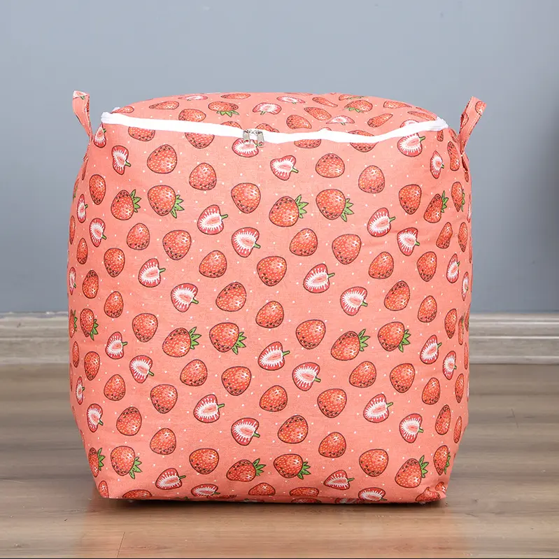 Túi đựng chăn màn quần áo giỏ vải canvas cớ lớn 100L túi đựng đồ đa năng gấp gọn tiện lợi có khóa kéo và tay xách H79 8