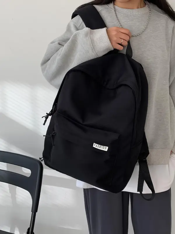 Unisex Casual Backpack with Zipper, Large Capacity Durable Schoolbag with Built-in Organizer, Simple Style Trendy Backpack for School & Travel 7