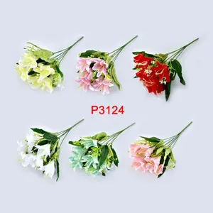 P3124 1 KILO ISI 23PCS Bunga Mawar Dekorasi Bahan Plastik (1 Buket 7 Kuntum Bunga) Biru Kuning Merah Pink Putih