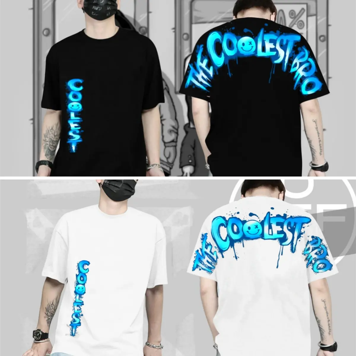 Atasan Kaos T-Shirt Pria Distro Streetwear THE COOLEST BRO Warna Hitam Lengan Pendek Terbaru Keren Viral - COD Combed Panjang Baju Oversize
