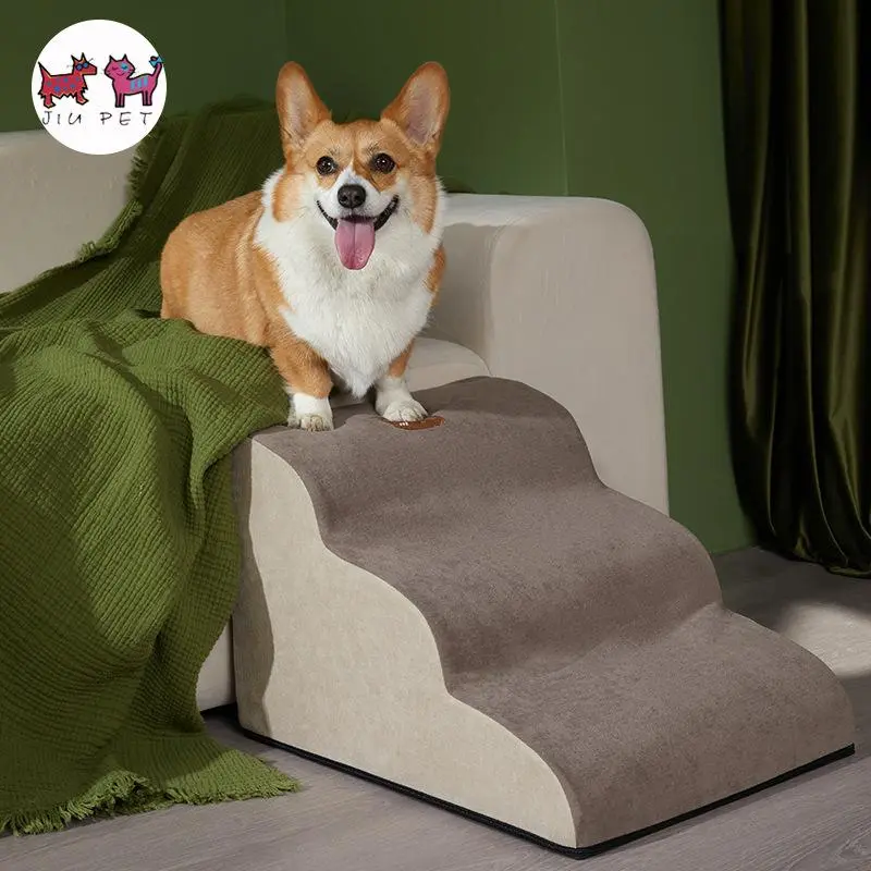 Pet Stairs, Non-slip Pet Stairs with Removable & Washable Cover, Pet Climbing Ladder for Small Dogs and Older Dogs, Dog & Cat Furniture