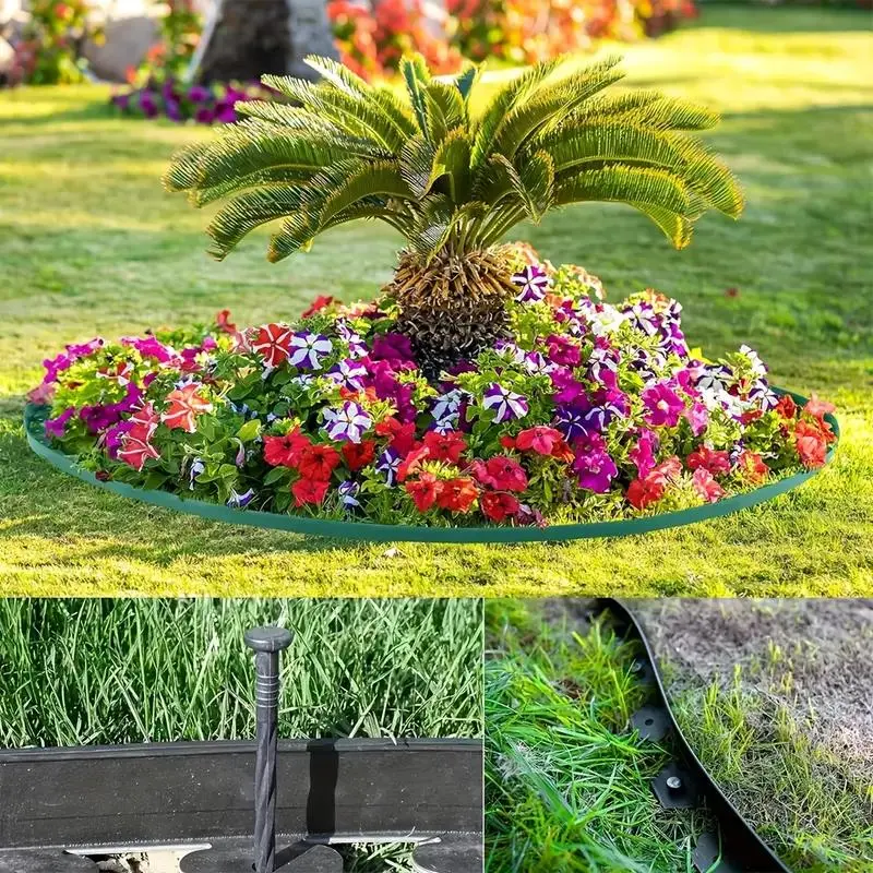 Landscape Edging, Flexible Garden Lawn Border with Anchoring Spikes, Decorative Garden Edging for Grass & Flower Beds Separation 4