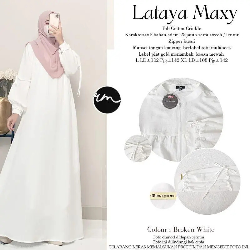 LATAYA MAXY DRESS CRINKLE AIR FLOW BUSUI FRIENDLY / GAMIS LATAYA / GAMIS REMAJA / GAMIS POLOS / GAMIS CRINKLE TERBARU Putih Hitam Airflow Atasan Kancing Muslim Wanita Rempel Panjang Lebaran Sexy S