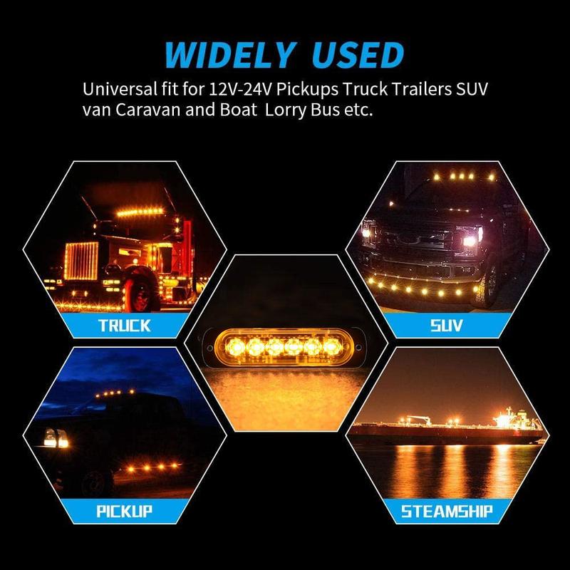 Product Introduction of 1PCS 4/6 LED Strobe Light Car Grille Flashing Lightbar Police Warning Light Emergency Lamp Red Blue Amber Stroboscopes 12-24V 27