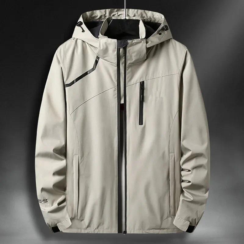 Product Introduction of Casual Waterproof Jackets For Men Hooded Breathable Coats Men Spring Autumn Outwear Windbreaker Tourism Raincoat Plus Size 7XL 112
