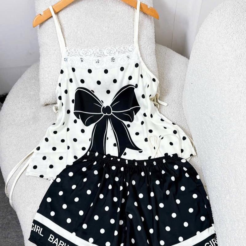 TA30 (3size 40-75kg) BỘ PIJAMA ÁO 2 DÂY NỮ CỘT DÂY EO QUẦN ĐÙI CHẤT LỤA LATIN TƠ TẰM - Women