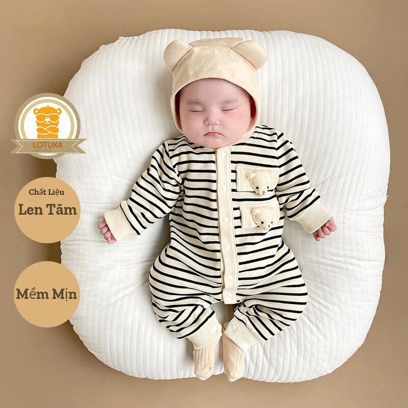 Bodysuit Len Tăm Ấm Áp Cho Bé Trai Bé Gái, Body Dài Tay LOTUKA, Áo Thu Đông, Bộ Liền Thân Cho Bé Size 3-12kg Voi Jumpsuit